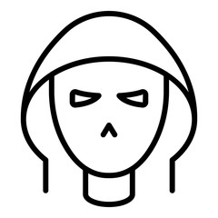 Hacker icon. Outline hacker vector icon for web design isolated on white background
