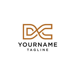 Initial DC letter linked line logo template elements