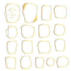 Gold collection frame with palm leaves on white  background vector collection.