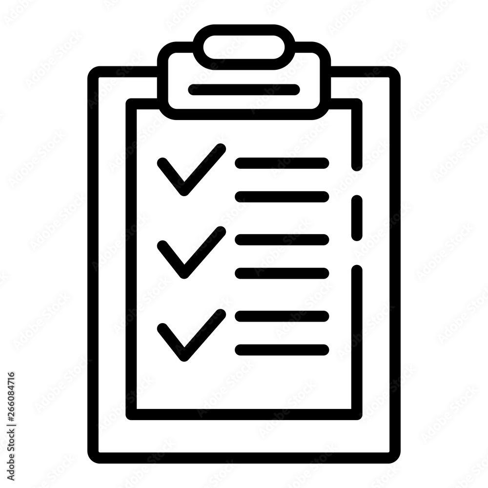 Poster export check sheet icon. outline export check sheet vector icon for web design isolated on white bac