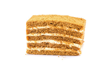 slice of cake isolated on white background