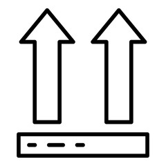 Designation on the package icon. Outline designation on the package vector icon for web design isolated on white background