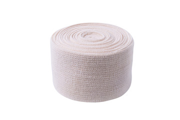 Medical bandage roll isolated on white background.