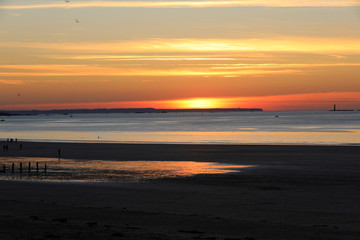 Beauty sunset view from beach in Saint Malo,  Brittany, France