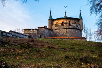 Germany, Castle wall and buildings of lichtenstein fortress in swabian jura tourism region