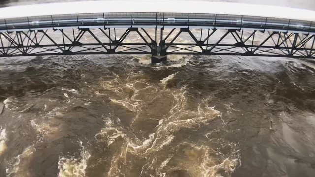 Water rapids rushing through the Ottawa River during the 2019 flood.