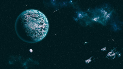 Fototapeta na wymiar blue planet in outer space