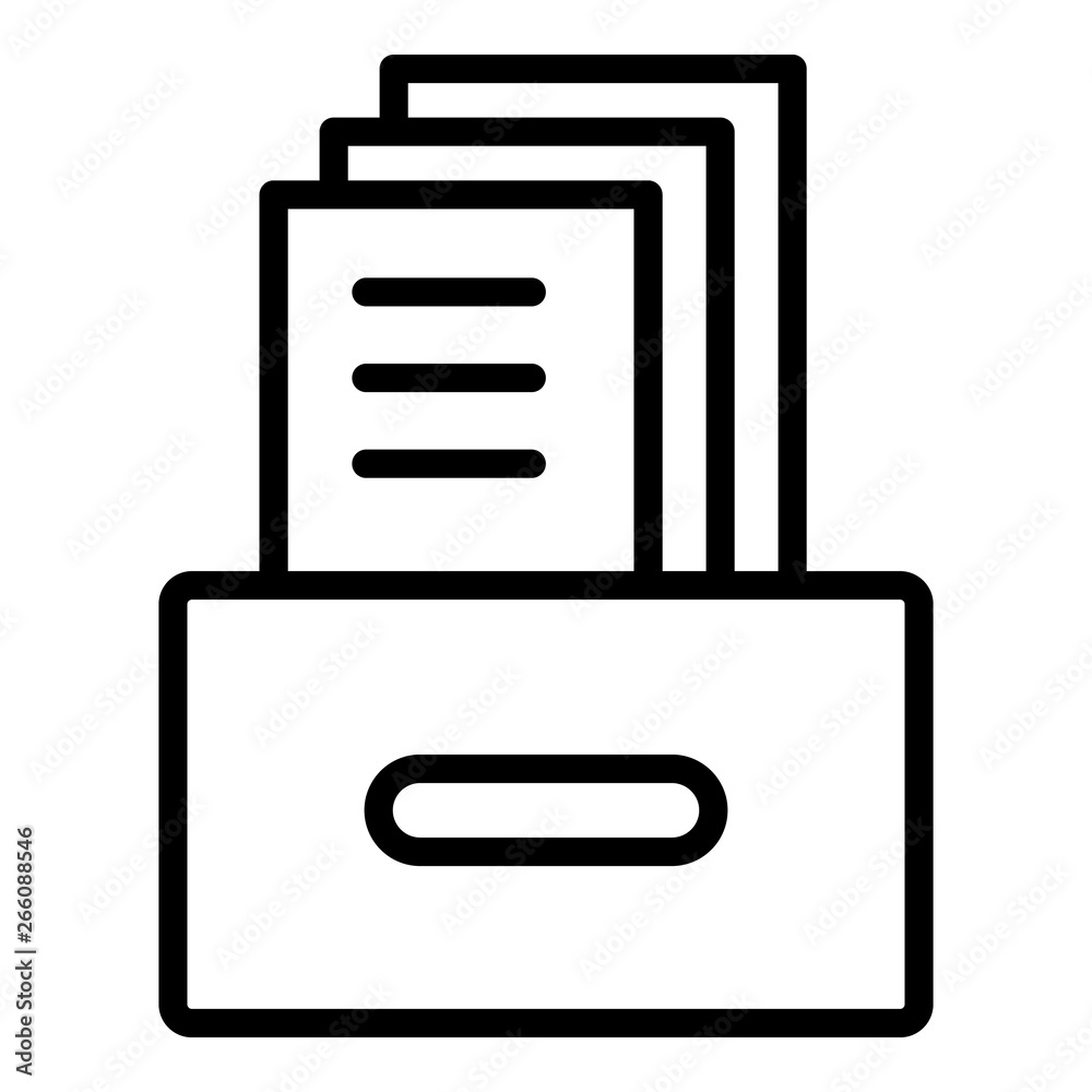 Poster archival box with documents icon. outline archival box with documents vector icon for web design iso