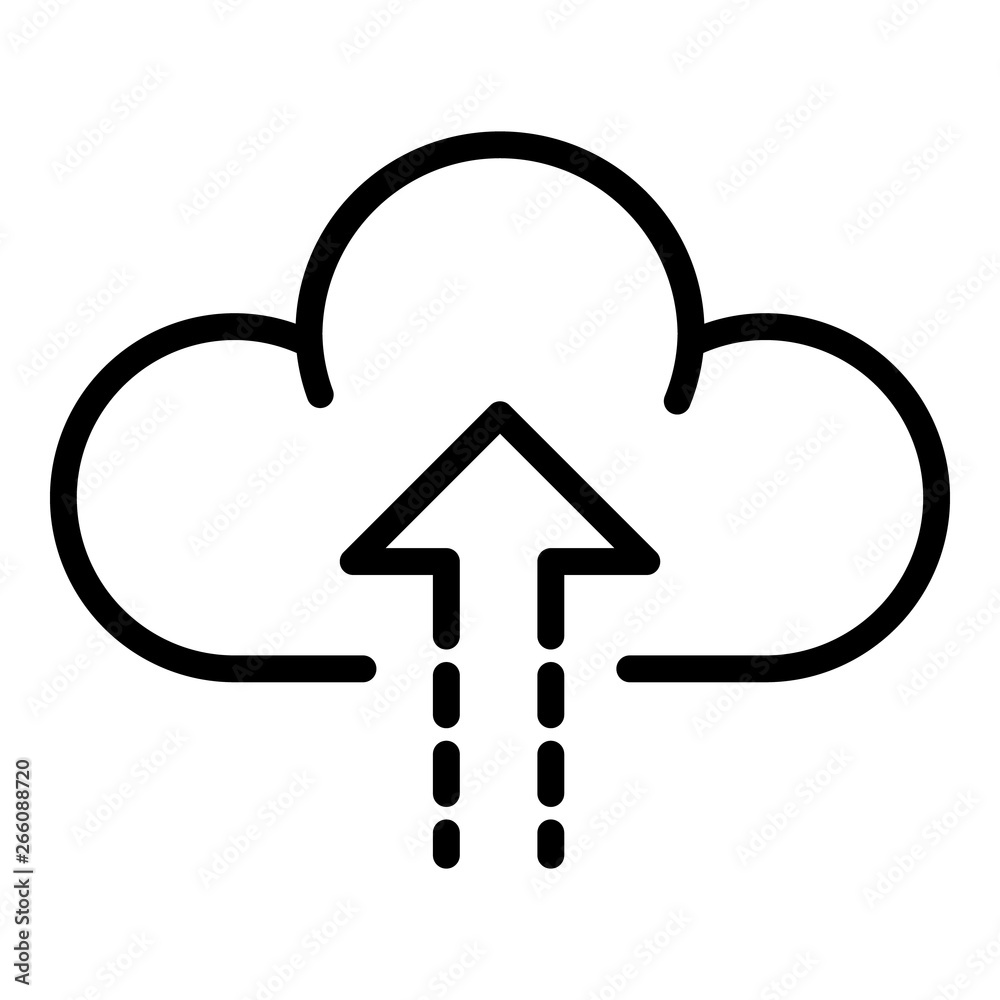 Poster upload to the cloud icon. outline upload to the cloud vector icon for web design isolated on white b