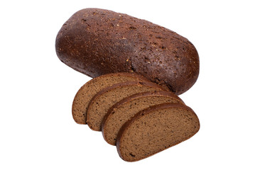 Fresh sliced rye bread on white background