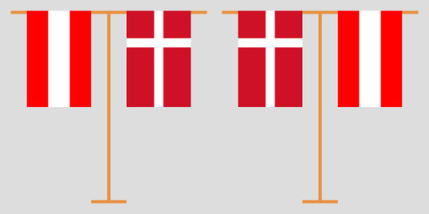 Austria and Denmark. The Austrian and Danish vertical flags. Official colors. Correct proportion. Vector