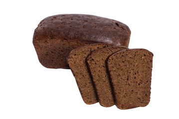 Fresh sliced rye bread on white background