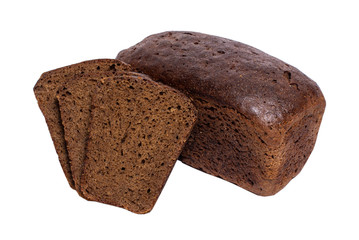 Fresh sliced rye bread on white background
