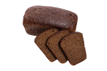 Fresh sliced rye bread on white background
