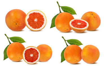 Fresh grapefruit isolated on white background  with clipping path