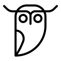 Stylized owl silhouette icon. Outline stylized owl silhouette vector icon for web design isolated on white background