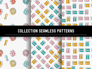 Collection of trendy seamless patterns.Pattern is suitable for posters, postcards, fabric or wrapping paper - stock vector
