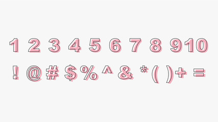 Set geometric signs, labels, and frames. Triangles. Pink Shape. Line design elements, numbers,symbols round, vector illustration