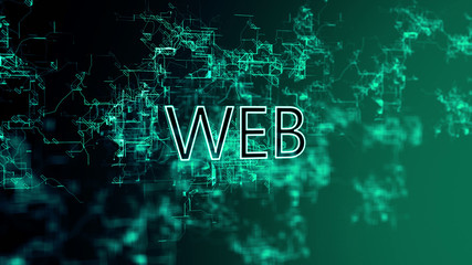 The Digital Network. Text Web. Blue wires on gradient background