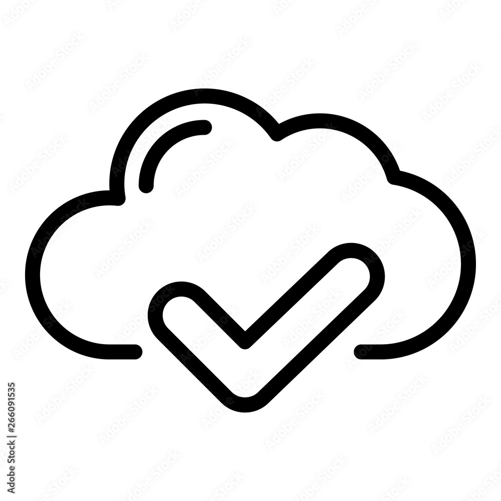 Poster cloud check icon. outline cloud check vector icon for web design isolated on white background