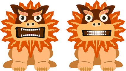 Shisa guardian lion illustration vector graphic - Japanese Okinawa traditional mascot and religious symbol heaven creature isolated on white background