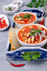 Thick vegetable soup with pasta