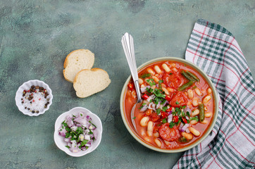 Thick vegetable soup with pasta