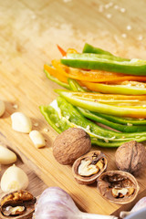 green hot pepper with garlic and nuts