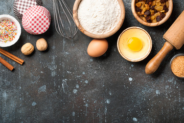 Baking background with ingredients