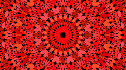 Red abstract floral mosaic mandala wallpaper - oriental vector graphic