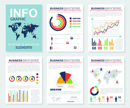 Infographic brochure. Presentation elements. Business template. Vector illustration in flat design.