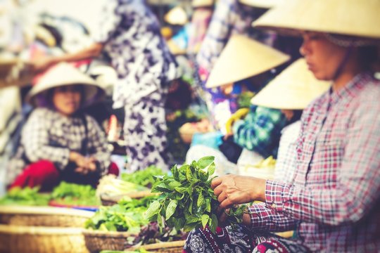 Traditional Vietnam Market. Selective Focus.