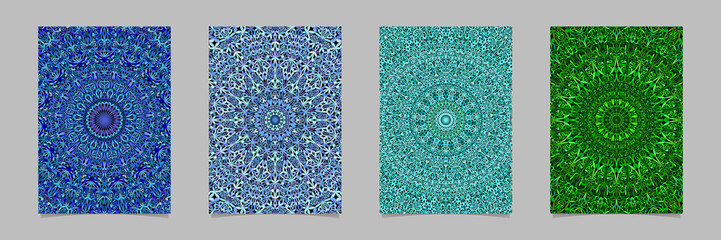 Abstract flower kaleidoscope mandala pattern card background design set