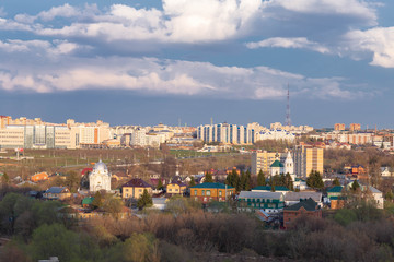 Convent and Presidential Boulevard in the city of Cheboksary,taken from the heights of the residential area 