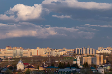 Convent and Presidential Boulevard in the city of Cheboksary,taken from the heights of the residential area "Raduzhny"