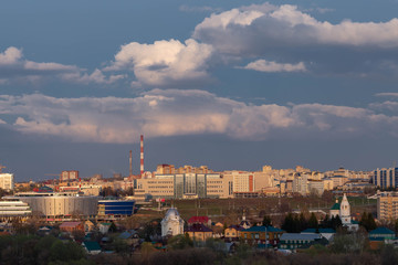 Convent and Presidential Boulevard in the city of Cheboksary,taken from the heights of the residential area "Raduzhny"