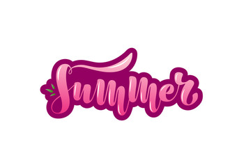 Vector illustration with written phrase Summer. Lettering