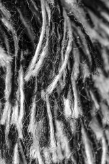 Black and white wool thread as abstract background
