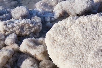 Dead Sea salt deposits stones white crystals