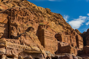 Ancient abandoned rock city of Petra in Jordan tourist attraction  