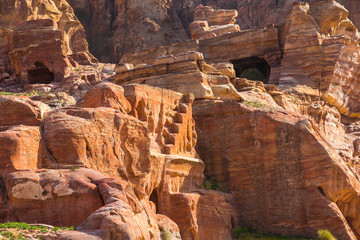 Ancient abandoned rock city of Petra in Jordan tourist attraction  