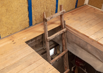 Wooden stairs at a construction site