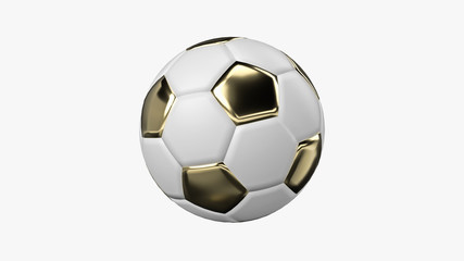 Fototapeta premium golden soccer ball on white background, 3d render.