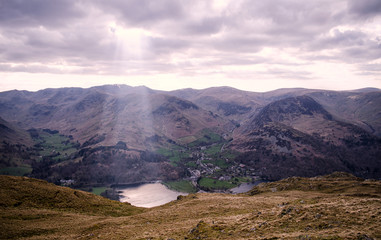 Beam of Sunlight over Lake District Valley