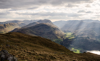 Sunlight over Lake District Valley