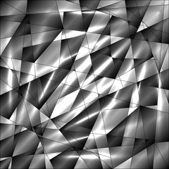 Obraz premium Exclusive mosaic monochrome pattern of chaotic black and white fragments of glass, metal, glare and ice floes.