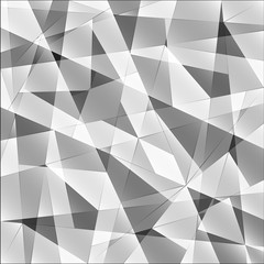 Exclusive strict gray monochrome pattern of chaotic black and white glass fragments, metal, glare.