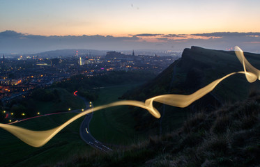 Long Exposure Light Trails over Edinburgh City