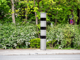 Image of new radar trap or speed trap, German Radarfalle, in German city traffic