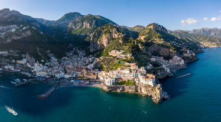 Aerial view of Amalfi town, Italy